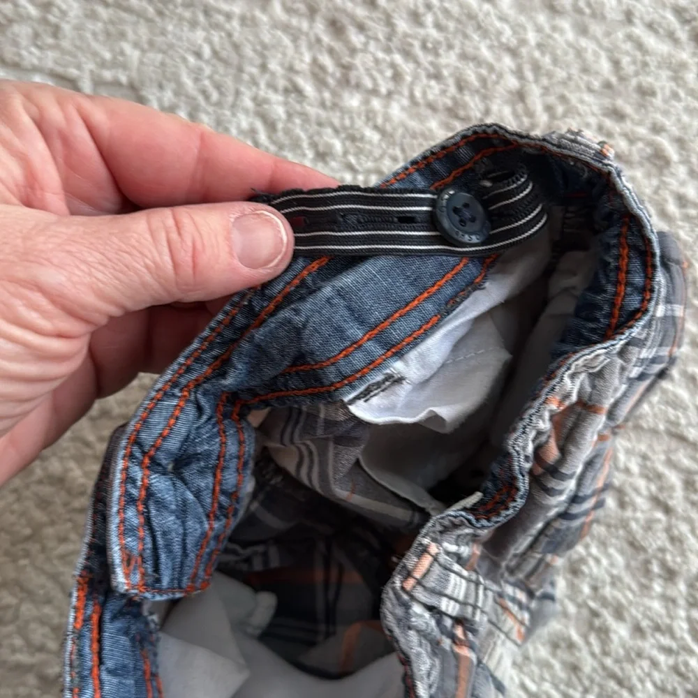 OshKosh B'Gosh Boys Toddler Blue/Orange Plaid Cargo Shorts - 2T